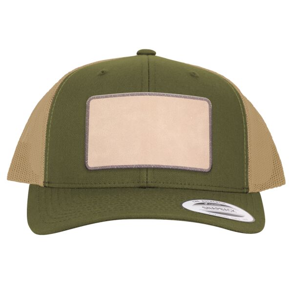 Engraved Leather Patch Retro Trucker Hat With Sports Mesh Thumbnail